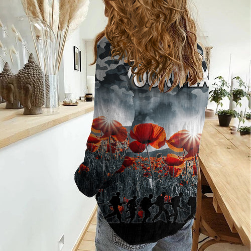 (Custom Personalised) Anzac Day Women Casual Shirt Soldier Poppy Vibe LT9