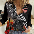 (Custom Personalised) Aotearoa ANZAC Day Women Casual Shirt Maori Fern With Poppy Vibe LT9