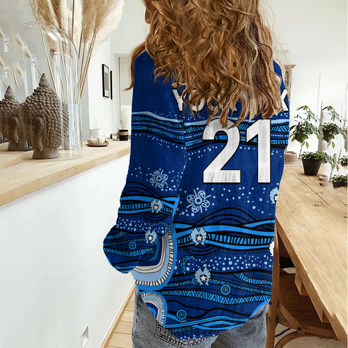 (Custom Text And Number) NSW Blues Rugby Women Casual Shirt Aboriginal Indigenous LT9