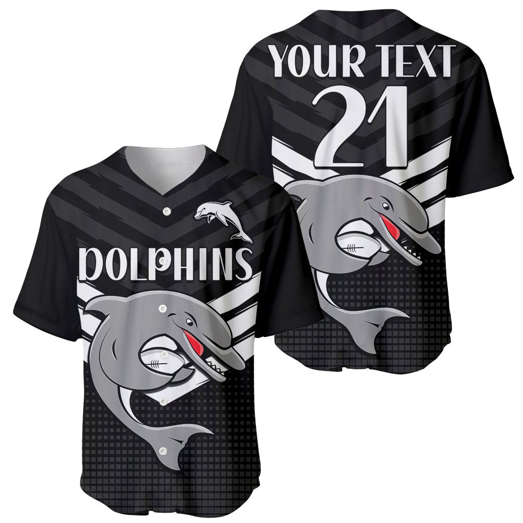 custom-text-and-number-redcliffe-dolphins-rugby-baseball-jersey-simple-black-style