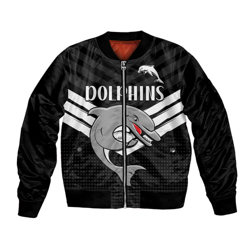 custom-text-and-number-redcliffe-dolphins-rugby-bomber-jacket-simple-black-style