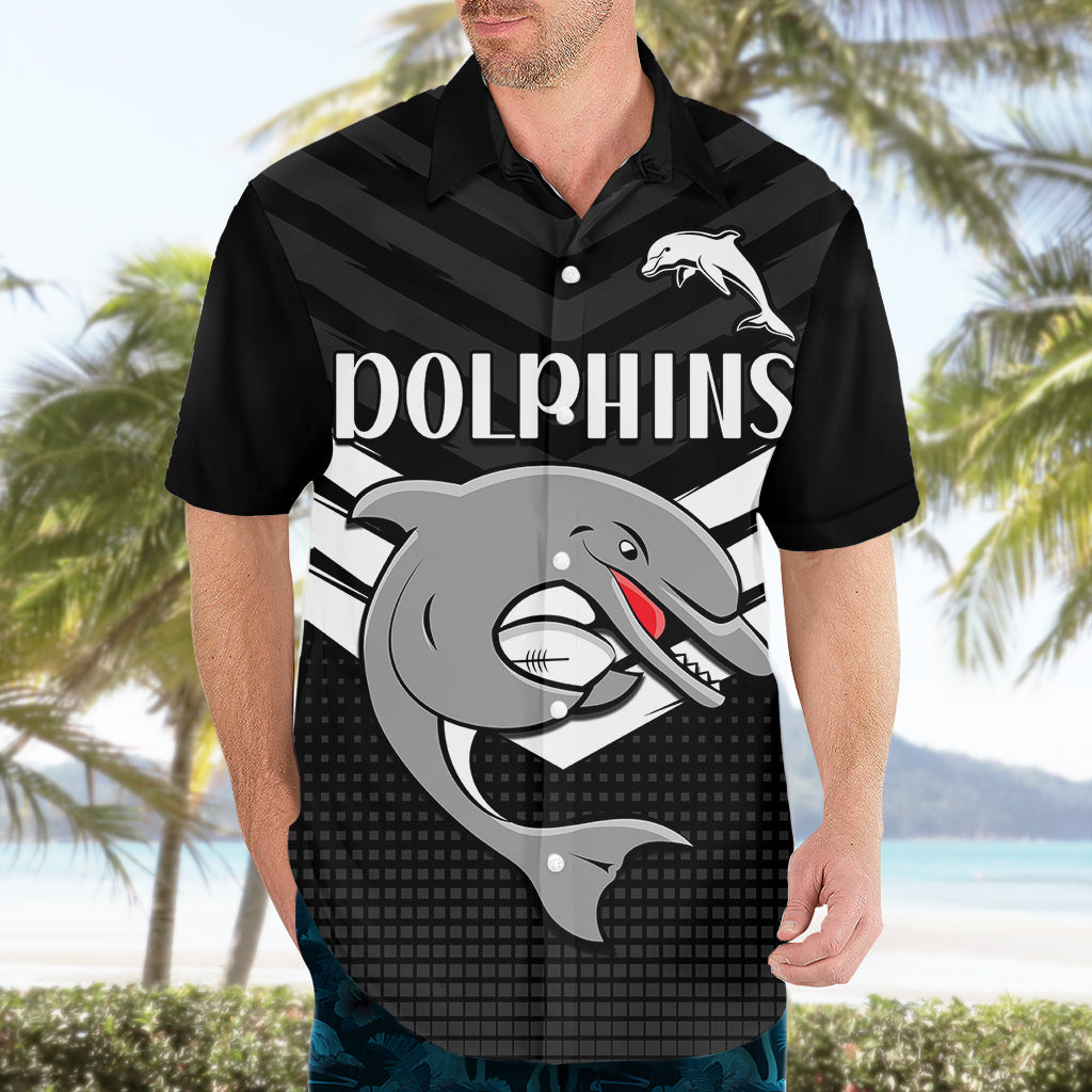 custom-text-and-number-redcliffe-dolphins-rugby-hawaiian-shirt-simple-black-style