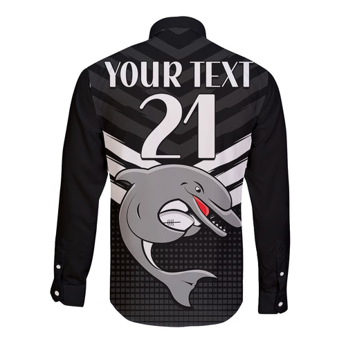 custom-text-and-number-redcliffe-dolphins-rugby-long-sleeve-button-shirt-simple-black-style