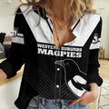 Western Suburbs Magpies Rugby Women Casual Shirt Simple Style LT9