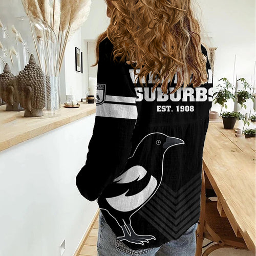 Western Suburbs Magpies Rugby Women Casual Shirt Simple Style LT9