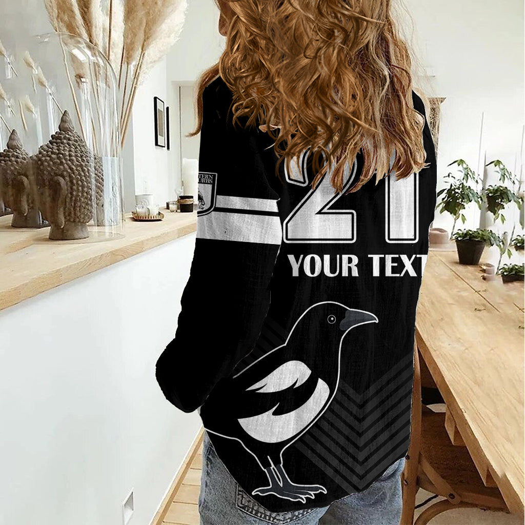 (Custom Text And Number) Western Suburbs Magpies Rugby Women Casual Shirt Simple Style LT9