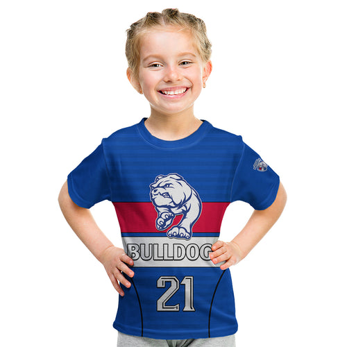 custom-text-and-number-afl-bulldogs-football-kid-t-shirt-simple-style-2023