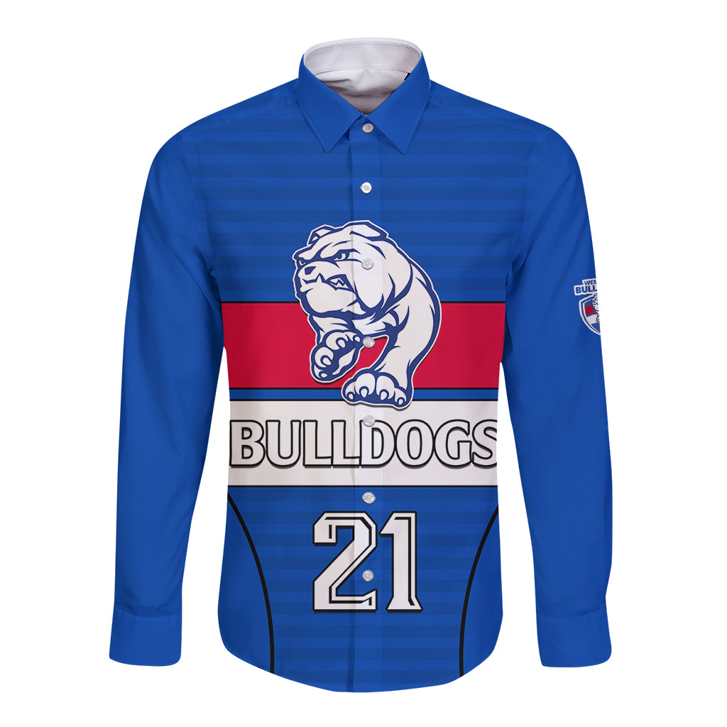 custom-text-and-number-afl-bulldogs-football-long-sleeve-button-shirt-simple-style-2023