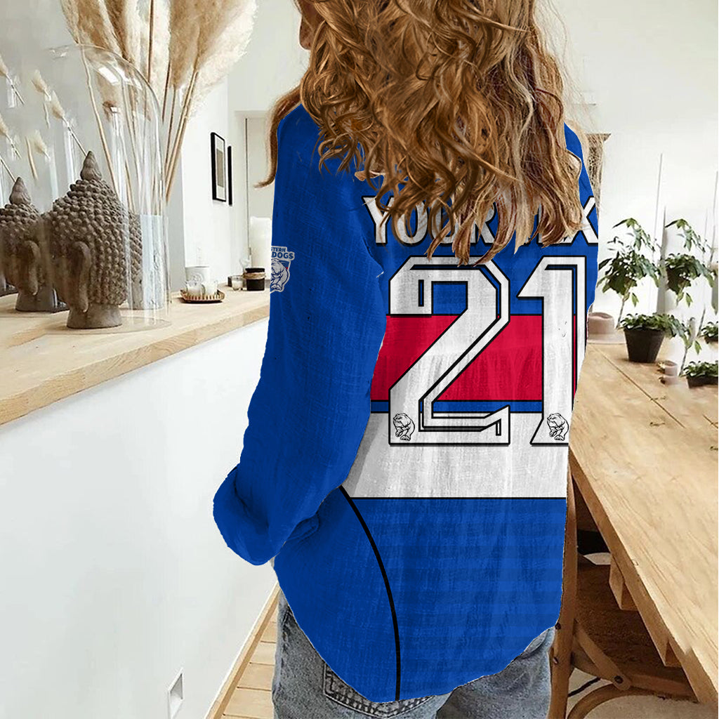 (Custom Text And Number) AFL Bulldogs Football Women Casual Shirt Simple Style 2023 LT9
