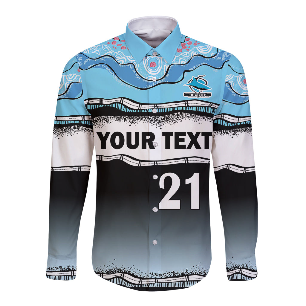 custom-text-and-number-cronulla-sutherland-sharks-rugby-long-sleeve-button-shirt-simple-style