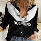 NRL Dolphins Rugby Women Casual Shirt Simple Black Style 2023 LT9