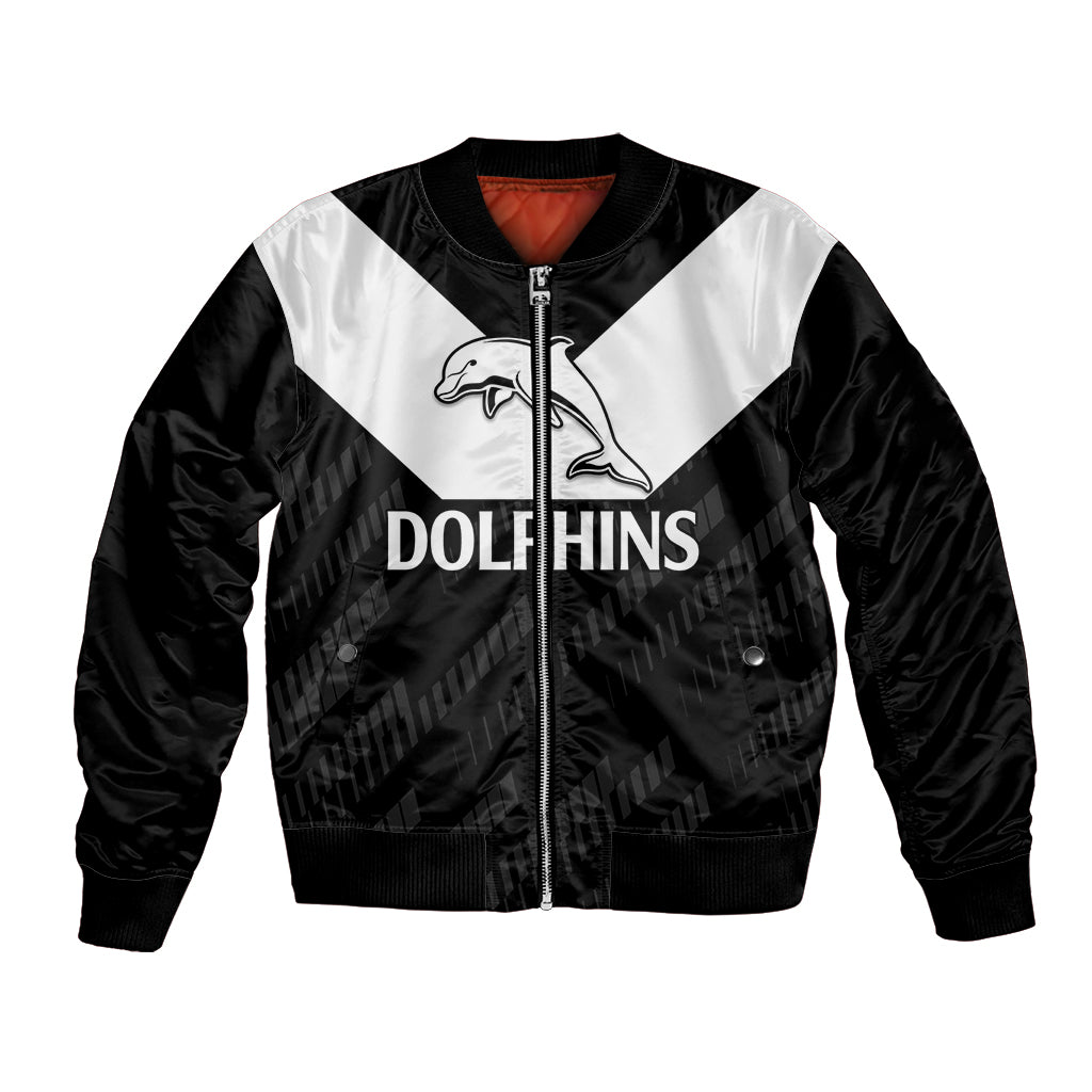 custom-text-and-number-nrl-dolphins-rugby-bomber-jacket-simple-black-style-2023