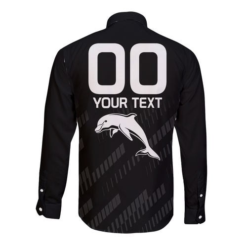 custom-text-and-number-nrl-dolphins-rugby-long-sleeve-button-shirt-simple-black-style-2023