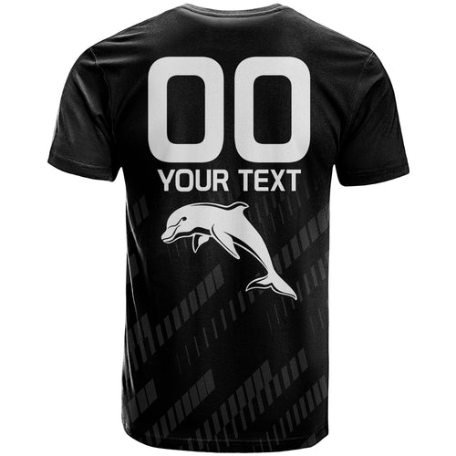 custom-text-and-number-nrl-dolphins-rugby-t-shirt-simple-black-style-2023