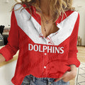 NRL Dolphins Rugby Women Casual Shirt Simple Red Style 2023 LT9