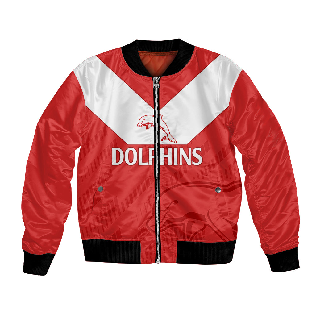 custom-text-and-number-nrl-dolphins-rugby-bomber-jacket-simple-red-style-2023