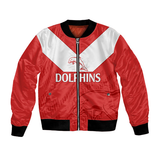 custom-text-and-number-nrl-dolphins-rugby-bomber-jacket-simple-red-style-2023