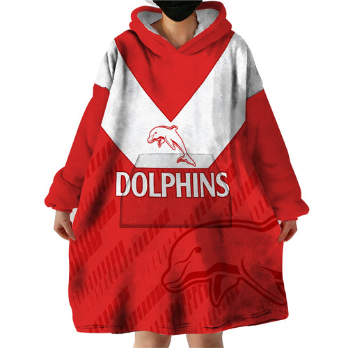custom-text-and-number-nrl-dolphins-rugby-wearable-blanket-hoodie-simple-red-style-2023