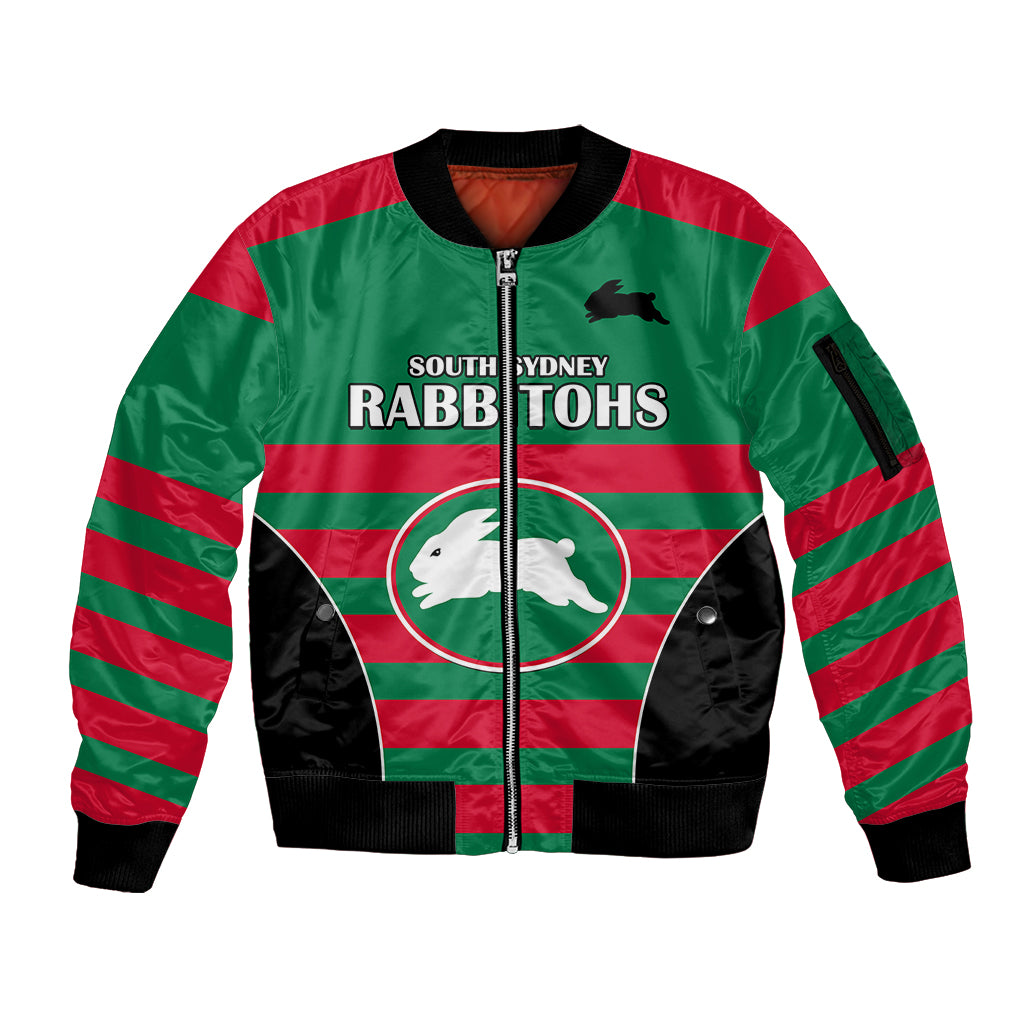 nrl-rabbitohs-rugby-sleeve-zip-bomber-jacket-simple-style-2023