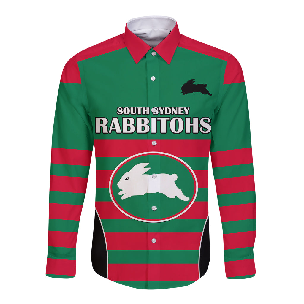 custom-text-and-number-nrl-rabbitohs-rugby-long-sleeve-button-shirt-simple-style-2023