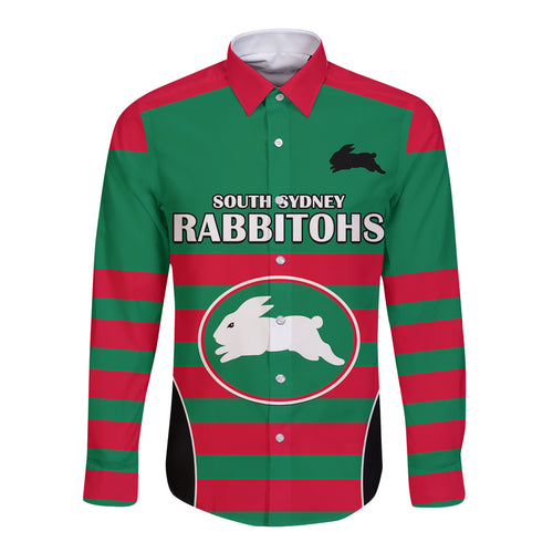 custom-text-and-number-nrl-rabbitohs-rugby-long-sleeve-button-shirt-simple-style-2023