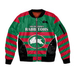 custom-text-and-number-nrl-rabbitohs-rugby-sleeve-zip-bomber-jacket-simple-style-2023