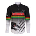 custom-text-and-number-penrith-panthers-rugby-long-sleeve-button-shirt-authentic-permiers-black-version-2023