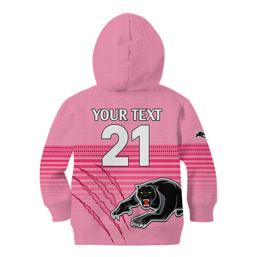 custom-text-and-number-penrith-panthers-rugby-kid-hoodie-authentic-permiers-pink-version-2023