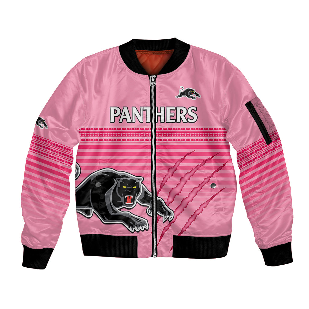 custom-text-and-number-penrith-panthers-rugby-sleeve-zip-bomber-jacket-authentic-permiers-pink-version-2023