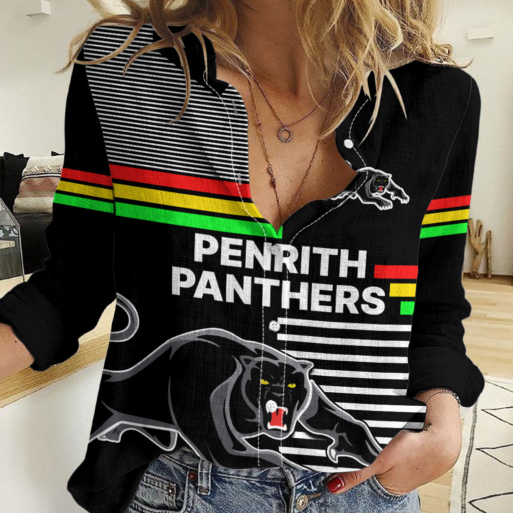 Penrith Panthers Rugby Women Casual Shirt Proud The Panthers Comeback LT9