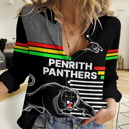Penrith Panthers Rugby Women Casual Shirt Proud The Panthers Comeback LT9