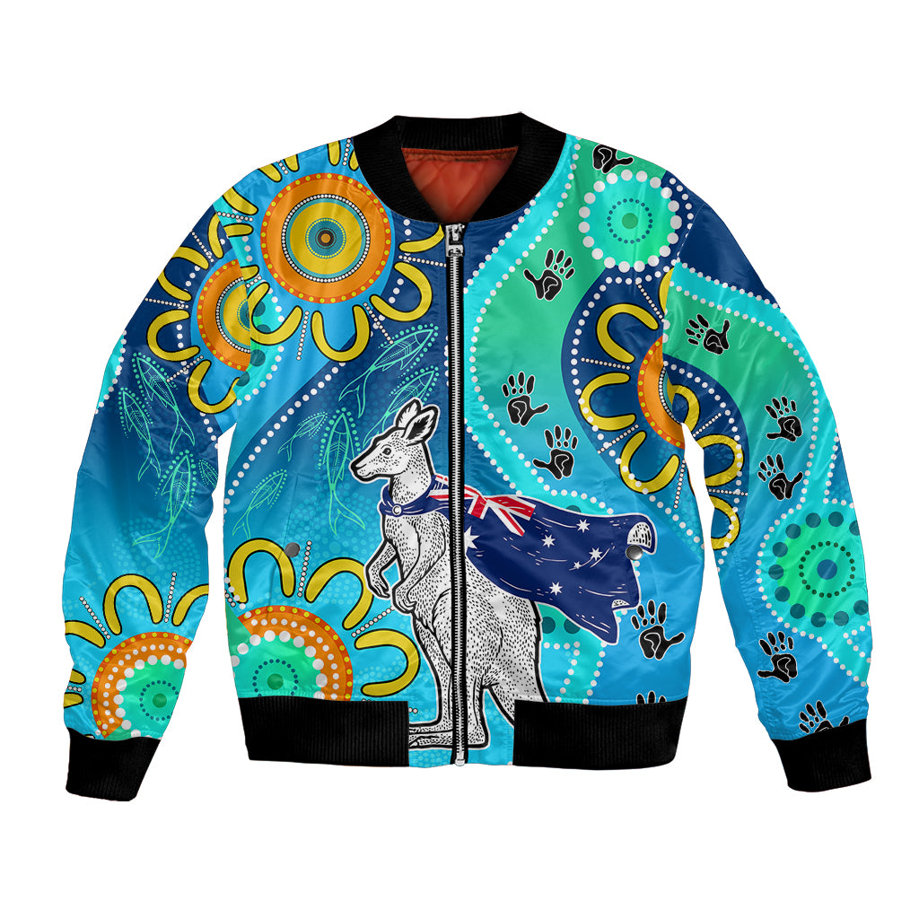 personalised-australia-kangaroo-bomber-jacket-aboriginal-tribal-art-stylization