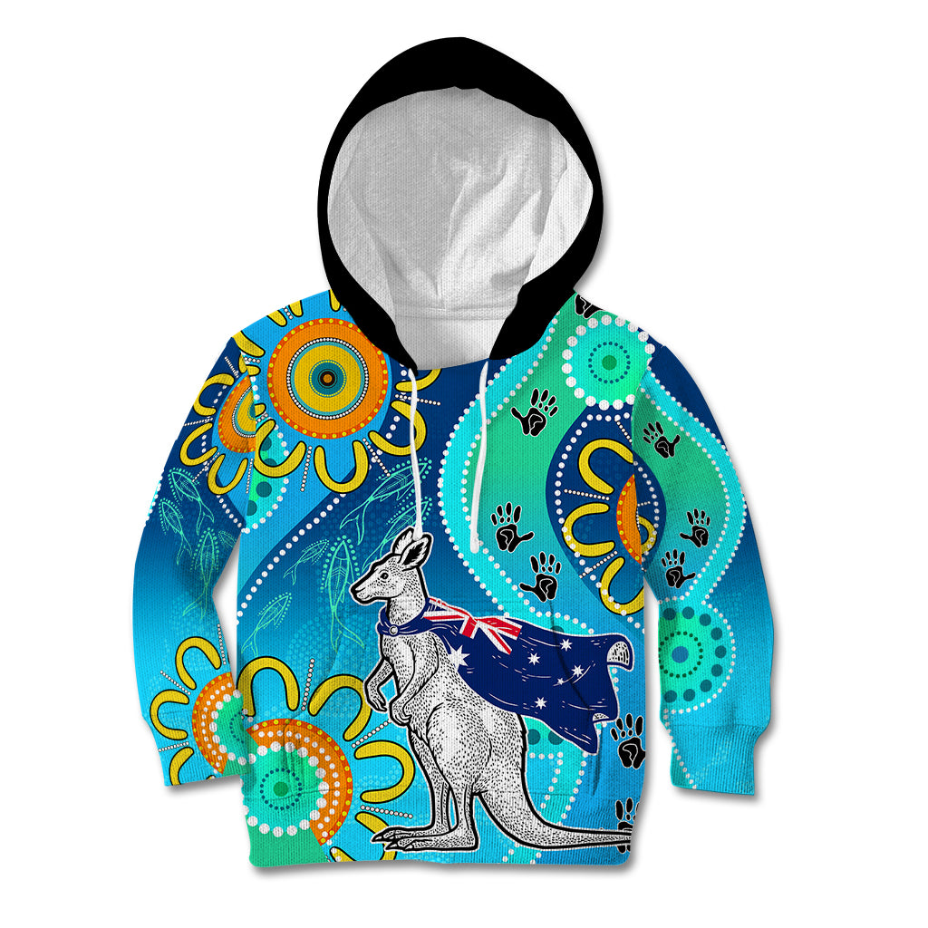personalised-australia-kangaroo-kid-hoodie-aboriginal-tribal-art-stylization