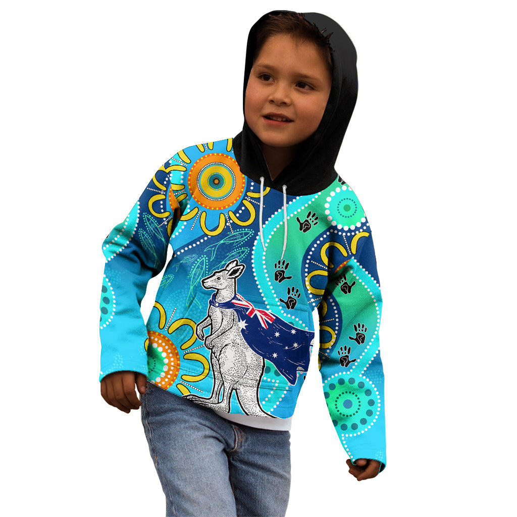 personalised-australia-kangaroo-kid-hoodie-aboriginal-tribal-art-stylization