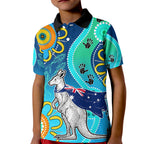 personalised-australia-kangaroo-kid-polo-shirt-aboriginal-tribal-art-stylization