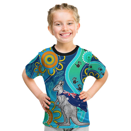 personalised-australia-kangaroo-kid-t-shirt-aboriginal-tribal-art-stylization