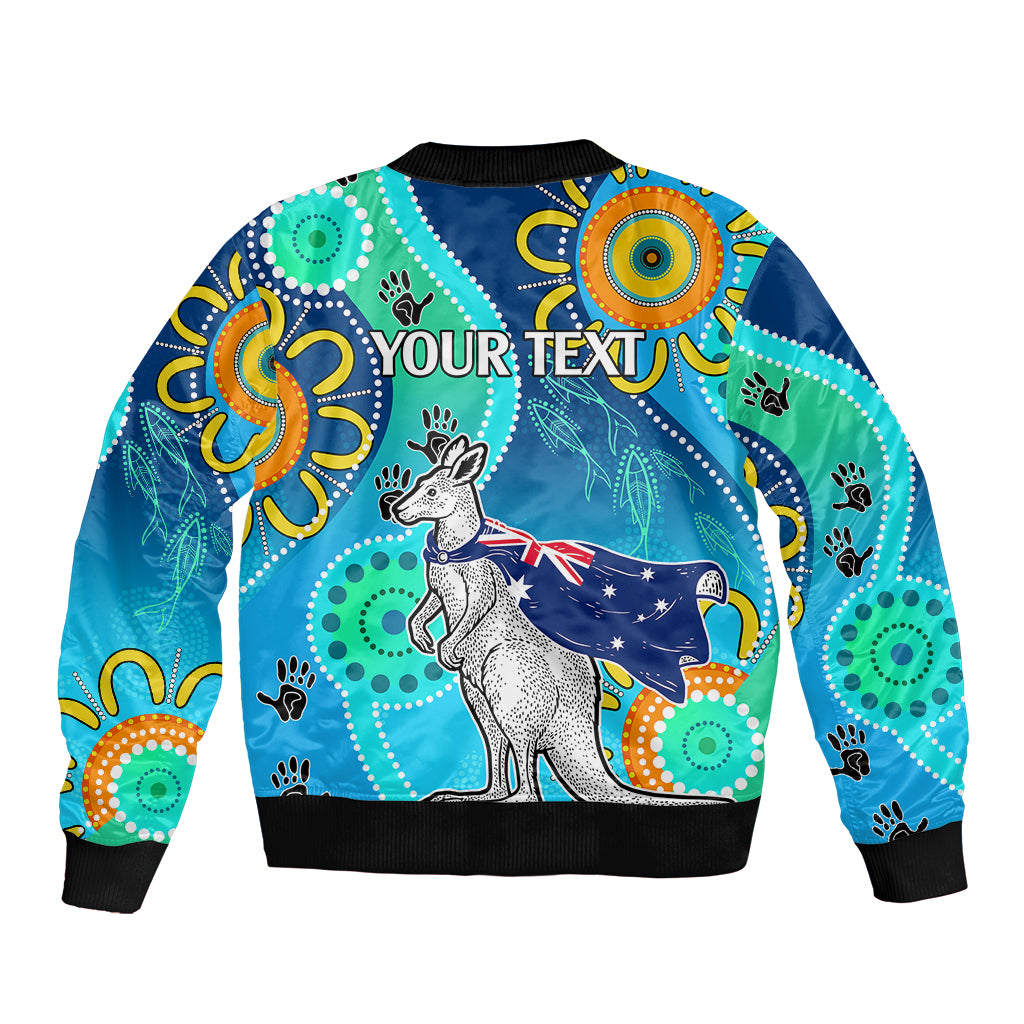 personalised-australia-kangaroo-sleeve-zip-bomber-jacket-aboriginal-tribal-art-stylization