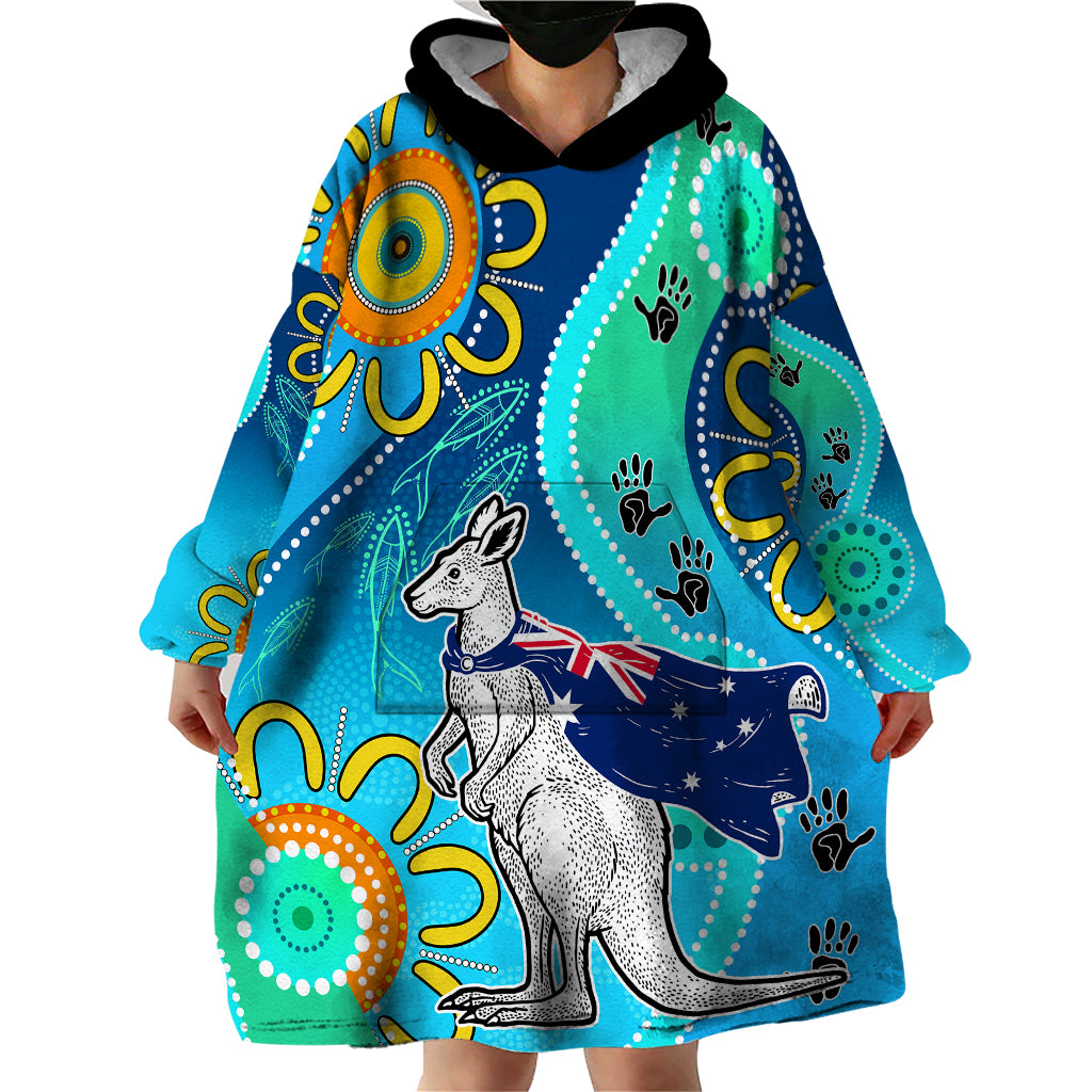 personalised-australia-kangaroo-wearable-blanket-hoodie-aboriginal-tribal-art-stylization