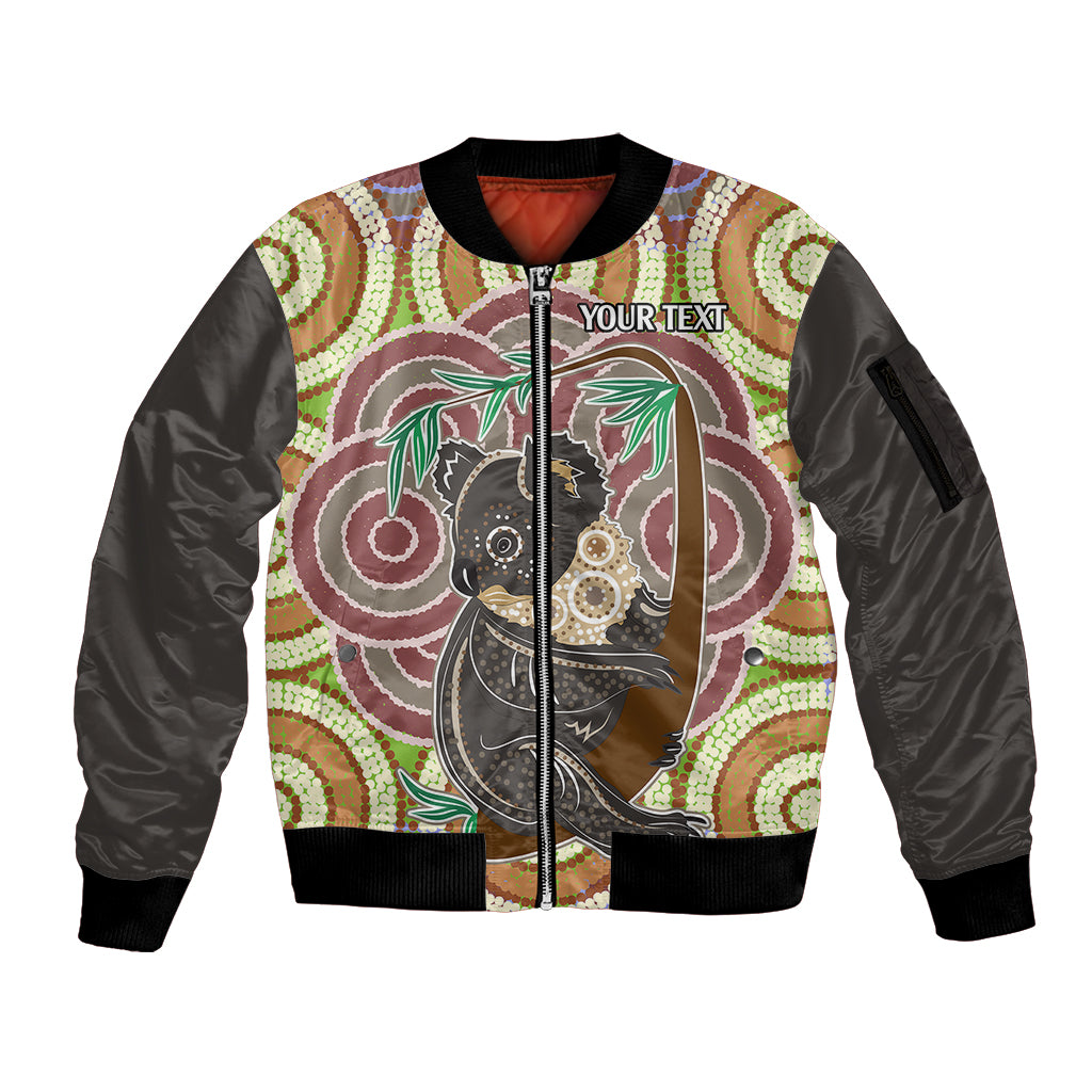 personalised-australia-koala-sleeve-zip-bomber-jacket-aboriginal