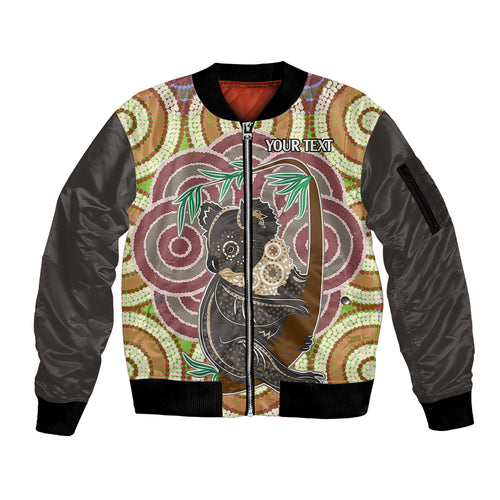 personalised-australia-koala-sleeve-zip-bomber-jacket-aboriginal