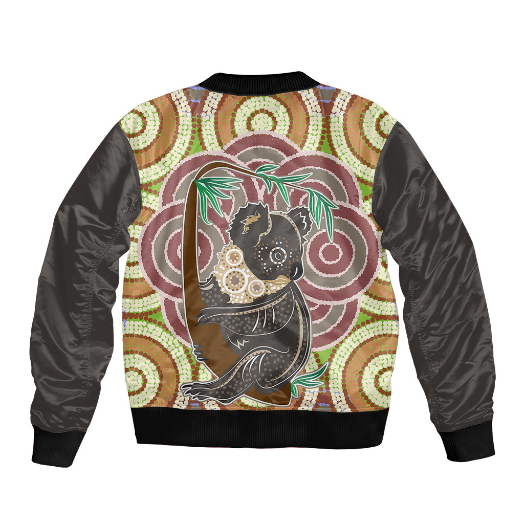 personalised-australia-koala-sleeve-zip-bomber-jacket-aboriginal