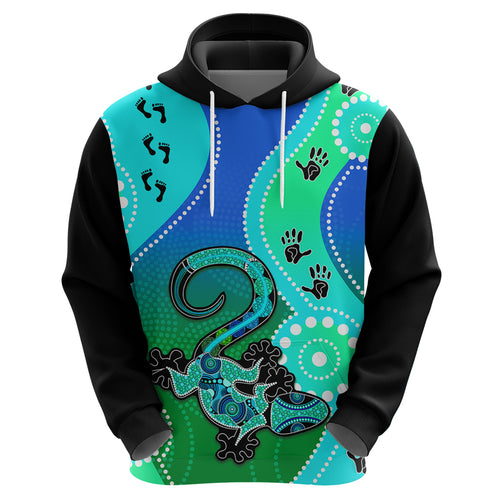 personalised-australia-lizard-hoodie-aboriginal-tribal-art-stylization