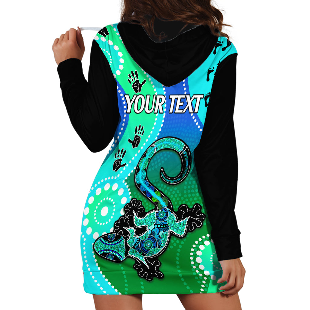 personalised-australia-lizard-hoodie-dress-aboriginal-tribal-art-stylization