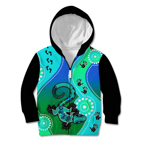 personalised-australia-lizard-kid-hoodie-aboriginal-tribal-art-stylization