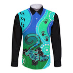 personalised-australia-lizard-long-sleeve-button-shirt-aboriginal-tribal-art-stylization