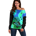personalised-australia-lizard-off-shoulder-sweater-aboriginal-tribal-art-stylization