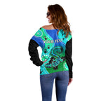 personalised-australia-lizard-off-shoulder-sweater-aboriginal-tribal-art-stylization