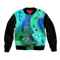 personalised-australia-lizard-sleeve-zip-bomber-jacket-aboriginal-tribal-art-stylization