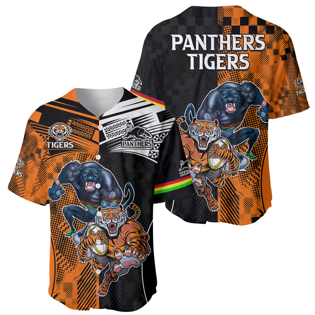 NRL Tigers Combine Panthers Rugby Baseball Jersey Sporty Style LT9