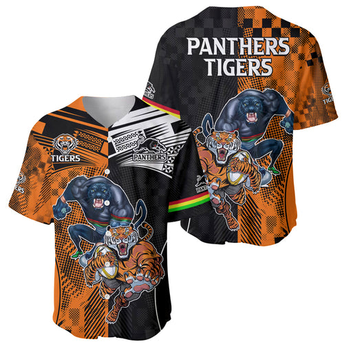 NRL Tigers Combine Panthers Rugby Baseball Jersey Sporty Style LT9